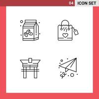 pack d'icônes vectorielles stock de 4 signes et symboles de ligne pour les éléments de conception vectoriels modifiables chinois de coeur de haricot de pont de café vecteur