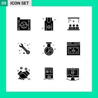 ensemble de 9 symboles d'icônes d'interface utilisateur modernes signes pour les éléments de conception vectoriels modifiables de l'équipe de service client de l'équipe de service moteur vecteur