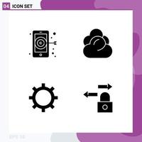 pack d'icônes vectorielles stock de 4 signes et symboles de ligne pour les éléments de conception vectoriels modifiables du trafic de stockage climatique de données numériques vecteur