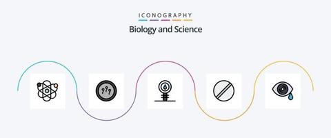 pack d'icônes plat 5 rempli de ligne de biologie, y compris la science. médecine. biochimie. chimie. laboratoire vecteur