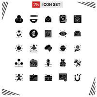 pack de 25 signes et symboles de glyphes solides modernes pour les supports d'impression Web tels que verrouiller la messagerie Web mère amour éléments de conception vectoriels modifiables vecteur