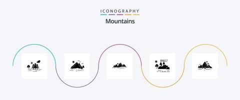 pack d'icônes de glyphe de montagnes 5 comprenant le paysage. soleil. paysage. montagne. paysage vecteur