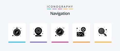 pack d'icônes de glyphe de navigation 5 comprenant la recherche. emplacement. direction. GPS. direction. conception d'icônes créatives vecteur