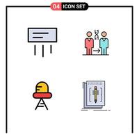 pack d'icônes vectorielles stock de 4 signes et symboles de ligne pour les éléments de conception vectoriels modifiables de la lumière du patient à domicile de la diode à air vecteur