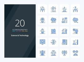 20 icône de couleur bleue science et technologie pour la présentation vecteur