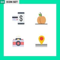 4 icône plate universelle signes symboles d'image de carte image de nourriture financière éléments de conception vectoriels modifiables vecteur