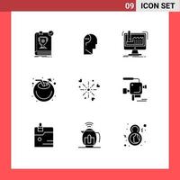 9 icônes créatives signes et symboles modernes de jus de noix de coco question production de plage éléments de conception vectoriels modifiables vecteur