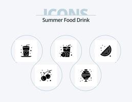 pack d'icônes de glyphe de boisson de nourriture d'été 5 conception d'icônes. nourriture. été. boire. jus. boire vecteur