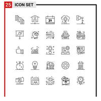 ensemble de 25 symboles d'icônes d'interface utilisateur modernes signes pour le moteur d'optimisation de calendrier de recherche de photos éléments de conception vectoriels modifiables vecteur