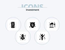 pack d'icônes de glyphe d'investissement 5 conception d'icônes. argent. dollar. investissement. banque. investissement vecteur