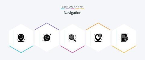 pack d'icônes de navigation 25 glyphes, y compris l'emplacement. broche. broche. carte. notification vecteur