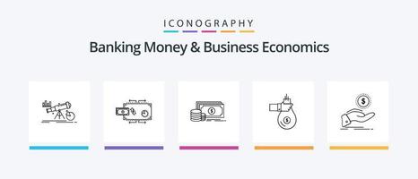 pack d'icônes de la ligne 5 de l'argent bancaire et de l'économie d'entreprise, y compris le flux. circulation. vision. prédiction. prévision. conception d'icônes créatives vecteur