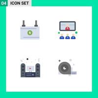 4 interface utilisateur pack d'icônes plates de signes et symboles modernes d'accumulateur multimédia puissance réunion haut-parleur éléments de conception vectoriels modifiables vecteur