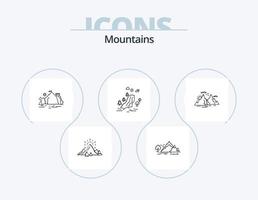 pack d'icônes de ligne de montagnes 5 conception d'icônes. montagne. arbre. nature. montagne. paysage vecteur