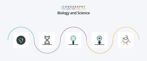 pack d'icônes plat 5 de biologie, y compris la chimie. la biologie. structure de l'adn. apprentissage. connaissance vecteur