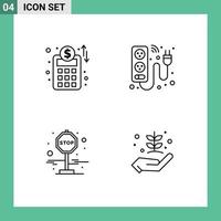 ensemble de 4 couleurs plates remplies commerciales pack pour les comptes plan voyage câble électricité agriculture éléments de conception vectoriels modifiables vecteur