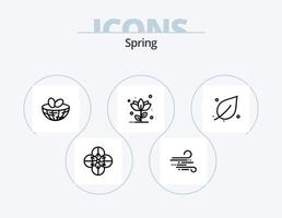 pack d'icônes de ligne de printemps 5 conception d'icônes. . printemps. sous-fleur. vent. souffler vecteur