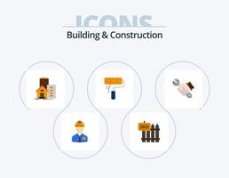 construction et construction pack d'icônes plates 5 conception d'icônes. brosse. appartement. immobilier. réel. bâtiment vecteur