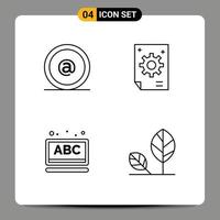 ensemble de 4 symboles d'icônes d'interface utilisateur modernes signes pour l'adresse abc mail éléments de conception vectoriels modifiables en ligne d'entreprise vecteur