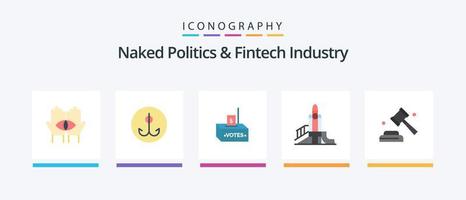 politique nue et pack d'icônes plat 5 de l'industrie fintech, y compris le nucléaire. bombe. accrocher. argent. élection. conception d'icônes créatives vecteur