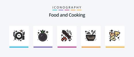 ligne de nourriture remplie de 5 packs d'icônes comprenant. gril. laitue. nourriture. doubler. conception d'icônes créatives vecteur