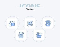 pack d'icônes bleues de démarrage 5 conception d'icônes. Commerce. protection. retourner. personnes. bienveillance vecteur