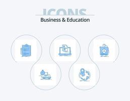 pack d'icônes bleu affaires et éducation 5 conception d'icônes. rapport. compte. broche. planche à pince. entreprise vecteur