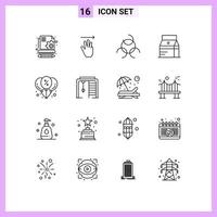 16 icônes créatives signes et symboles modernes de remise de fête signe de biologie ballon jus éléments de conception vectoriels modifiables vecteur