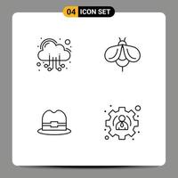 ensemble de 4 symboles d'icônes d'interface utilisateur modernes signes pour les éléments de conception vectoriels modifiables de gestion de miel web de tourisme en nuage vecteur
