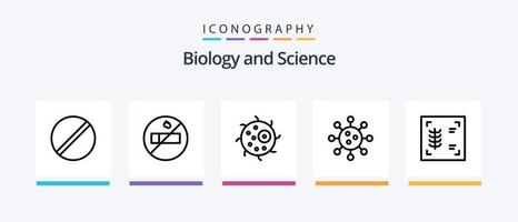 pack d'icônes de la ligne 5 de biologie, y compris la recherche. chimie. poitrine. la biologie. œil. conception d'icônes créatives vecteur