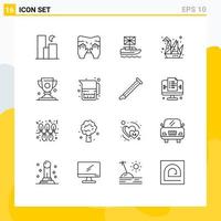 16 ensemble de contours d'interface utilisateur de signes et symboles modernes de papier passe-temps conception de texte royaume éléments de conception vectoriels modifiables vecteur