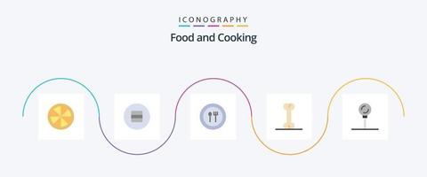 pack d'icônes plat 5 alimentaire comprenant. la gastronomie. fourchette. nourriture. nourriture vecteur