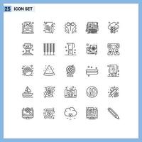 concept de 25 lignes pour sites Web mobiles et applications vidéo arc interactif cravate ebook éléments de conception vectoriels modifiables vecteur