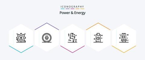 Pack d'icônes de 25 lignes de puissance et d'énergie, y compris l'électricité. pouvoir. charge. énergie. batterie vecteur