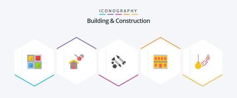 bâtiment et construction 25 pack d'icônes plates comprenant une balançoire. bâtiment. bâtiment. loger. construction vecteur