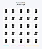 applications mobiles créatives pack d'icônes noires solides de 25 glyphes telles que la météo. enregistreur téléphonique. menu. enregistreur mobile. vérifier vecteur