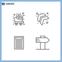 ensemble de 4 symboles d'icônes d'interface utilisateur modernes signes pour le panier fournitures rouges signe gauche éléments de conception vectoriels modifiables vecteur