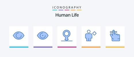 pack d'icônes bleu humain 5 comprenant. corps. esprit. doigt. conception d'icônes créatives vecteur