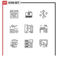 ensemble de 9 symboles d'icônes d'interface utilisateur modernes signes pour la conception de crayon étiquette de codage médical éléments de conception vectoriels modifiables vecteur