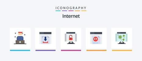 pack d'icônes internet flat 5 comprenant internet. la biologie. données. site Internet. erreur. conception d'icônes créatives vecteur