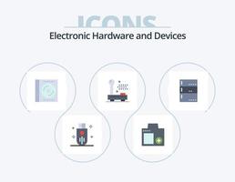appareils icône plate pack 5 conception d'icônes. électronique. dispositifs. photo. disque. compact vecteur