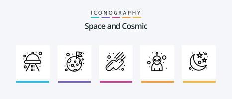 pack d'icônes space line 5, y compris l'espace. astronomie. information. soleil. espace. conception d'icônes créatives vecteur