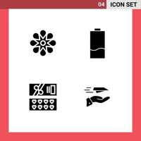 4 interface utilisateur pack de glyphes solides de signes et symboles modernes de décoration cadeau ramadan électricité amour éléments de conception vectoriels modifiables vecteur