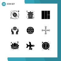9 icônes créatives signes et symboles modernes du navigateur de neige filaire internet puissance éléments de conception vectoriels modifiables vecteur