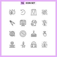 pack d'icônes vectorielles stock de 16 signes et symboles de ligne pour la construction pince commerce céréales de blé éléments de conception vectoriels modifiables vecteur