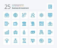 affaires et investissement 25 pack d'icônes de couleur bleue, y compris la connexion. dollar. chat d'homme. interface. drapeau vecteur