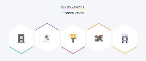 construction 25 pack d'icônes plates comprenant la structure. développer. brosse. construction. briques vecteur