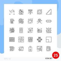 groupe de 25 lignes de signes et de symboles pour les éléments de conception vectoriels modifiables de cookie heureux d'internet vecteur