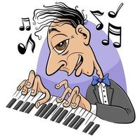 personnage de dessin animé pianiste jouant du piano vecteur