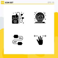 4 glyphes solides vectoriels thématiques et symboles modifiables de passe-temps fil bol globe condensateurs éléments de conception vectoriels modifiables vecteur